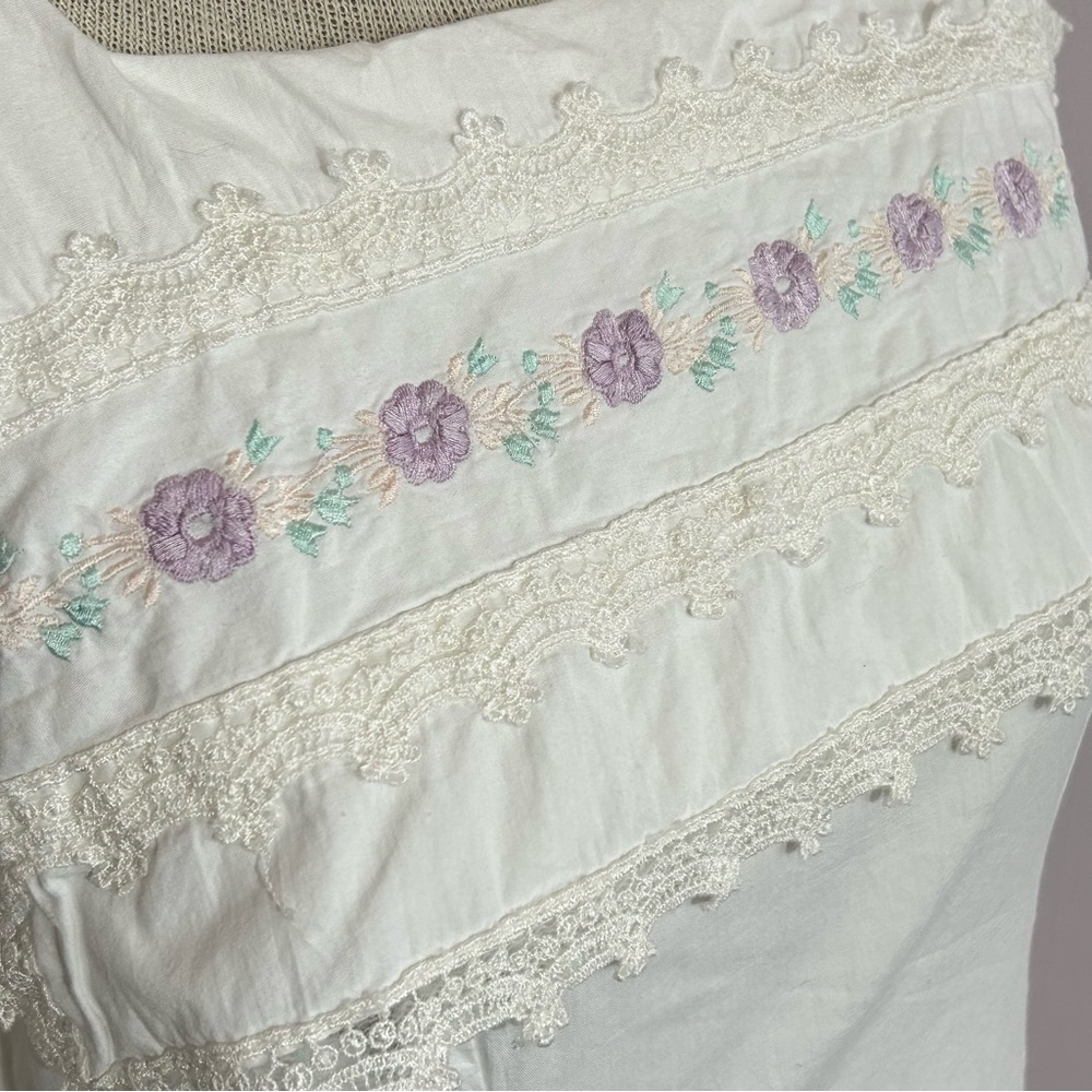 Vintage Sarin New York White Cotton Prairie Dress - Picture 4 of 10